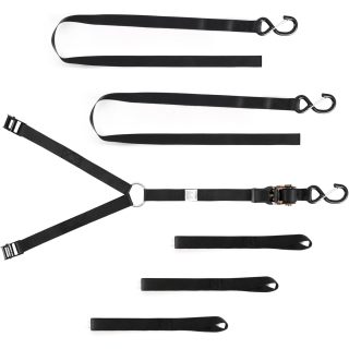 Spare Tire Strap, 3 Point Ratchet Y Strap for UTV,ATV,Truck Bed Roof Rack Spare Tire Mount,1.5 inch Wide Adjustable Tire Tie Down Strap Over The Wheel with 3 Safety Clip Hooks