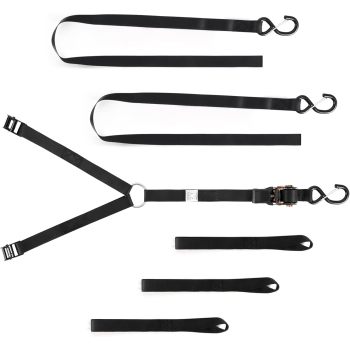 Spare Tire Strap, 3 Point Ratchet Y Strap for UTV,ATV,Truck Bed Roof Rack Spare Tire Mount,1.5 inch Wide Adjustable Tire Tie Down Strap Over The Wheel with 3 Safety Clip Hooks