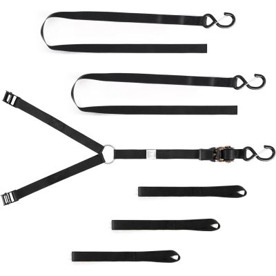 Spare Tire Strap, 3 Point Ratchet Y Strap for UTV,ATV,Truck Bed Roof Rack Spare Tire Mount,1.5 inch Wide Adjustable Tire Tie Down Strap Over The Wheel with 3 Safety Clip Hooks