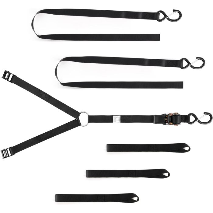 Spare Tire Strap, 3 Point Ratchet Y Strap for UTV,ATV,Truck Bed Roof Rack Spare Tire Mount,1.5 inch Wide Adjustable Tire Tie Down Strap Over The Wheel with 3 Safety Clip Hooks