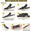 Spare Tire Strap, 3 Point Ratchet Y Strap for UTV,ATV,Truck Bed Roof Rack Spare Tire Mount,1.5 inch Wide Adjustable Tire Tie Down Strap Over The Wheel with 3 Safety Clip Hooks