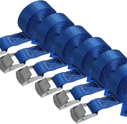 Lashing Straps Tie Down Straps Tension Belt - Blue - 2,5m 4m 6m - Different Quantities, loadable up to 250 kg DIN EN 12195-2, 6 Pieces 2.5 cm x 4 m