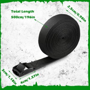 Ratchet Tie Down Straps 4 Pack, 5M x 25mm Heavy Duty Lashing Straps Adjustable Cam Buckle Tensioning Belts Ratchet Straps for Motorcycle, Cargo, Trucks, Trailer, Luggage