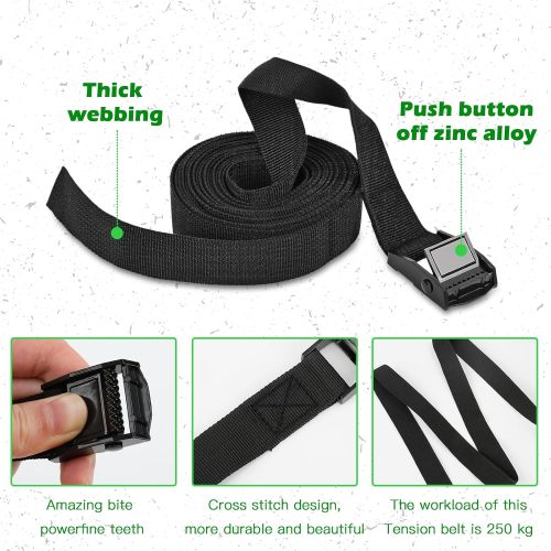 Ratchet Tie Down Straps 4 Pack, 5M x 25mm Heavy Duty Lashing Straps Adjustable Cam Buckle Tensioning Belts Ratchet Straps for Motorcycle, Cargo, Trucks, Trailer, Luggage