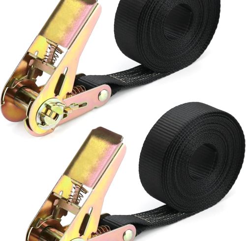 2 Piece Ratchet Tie Down Straps, Heavy Duty Tensioning Straps, 6M x 25mm, for Motorcycle, Car, Trailer, Home