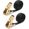 2 Piece Ratchet Tie Down Straps, Heavy Duty Tensioning Straps, 6M x 25mm, for Motorcycle, Car, Trailer, Home