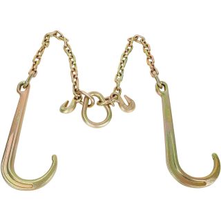 5/16''x2' G70 J Hook Tow Chain V Bridle with Large Shank J Hooks and Grab Hooks,Flatbed Truck Trailer Safety Tow Chain 4700 lbs Working Load Limit