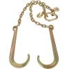 5/16''x2' G70 J Hook Tow Chain V Bridle with Large Shank J Hooks and Grab Hooks,Flatbed Truck Trailer Safety Tow Chain 4700 lbs Working Load Limit