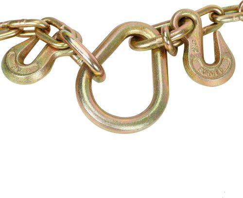 5/16''x2' G70 J Hook Tow Chain V Bridle with Large Shank J Hooks and Grab Hooks,Flatbed Truck Trailer Safety Tow Chain 4700 lbs Working Load Limit