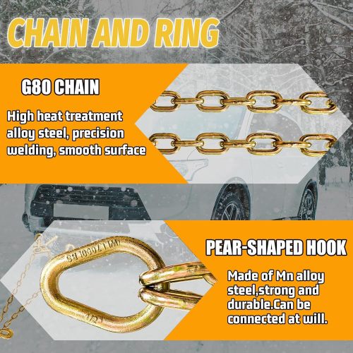 G80 V Bridle Chain 5/16 in × 2 Ft Tow Chain with 8 in J Hooks and Grab Hooks Heavy Duty Trailer Transport Tow Chain Bridle with 5400 Lbs Working Load Limit Trailer Accessories for Flatbed