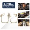 5/16" G70 V-Chain Bridle w/RTJ Cluster Hooks & Grab Hooks, 3' Legs Tow Chain, Grade 70 Standard Length, 4700 Pound Safe Working Load, Transport Tie Down Binder Chain Yellow Zinc Plated