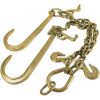 3/8" X 2' V-Type Tow Chain with 15 Inch J-Hooks Link 2 inch Legs,G70 Steel Towing Chain Bridle,Yellow Zinc Plated Tractor Car Wrecker Truck Tie，7800 lbs Safe Working Load