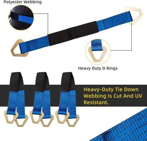 Big-Autoparts 2" X 24" Axle Straps HD Blue Tie Down f Race Car Hauler Tow Truck 4x4 Off Road Pack of 4-- 10,000 Lbs Break Strength--- 3,335 Lb Working Load