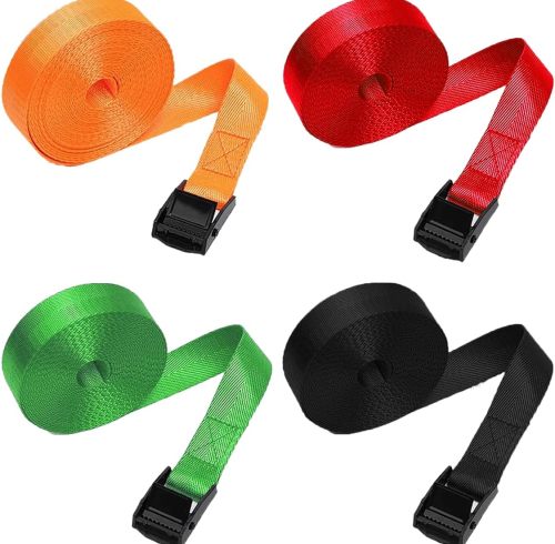 Ratchet Tie Down Straps 4 PCS 3m*25mm Load Capacity 350lbs, Quick-adjust Heavy Duty Lashing Strap Tensioning Belts for Securing Goods or Luggage on Trucks,Kayaks,Motorbikes (4PCS,3m*25mm)