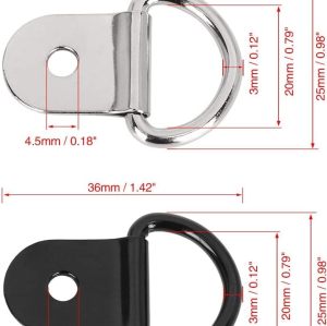 20pcs D Shape Tie Down Rings Tow Hook for Car Truck Trailer Cargo RV Boats Tie Down Anchors Lashing Rings Silver Tone Black