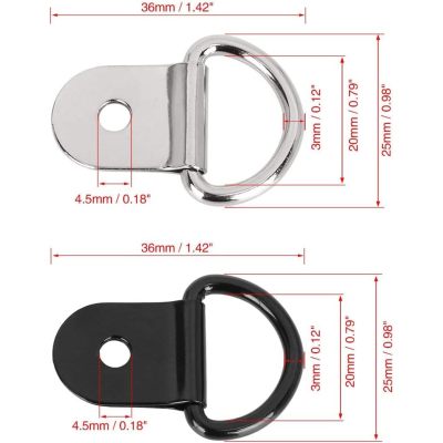 20pcs D Shape Tie Down Rings Tow Hook for Car Truck Trailer Cargo RV Boats Tie Down Anchors Lashing Rings Silver Tone Black