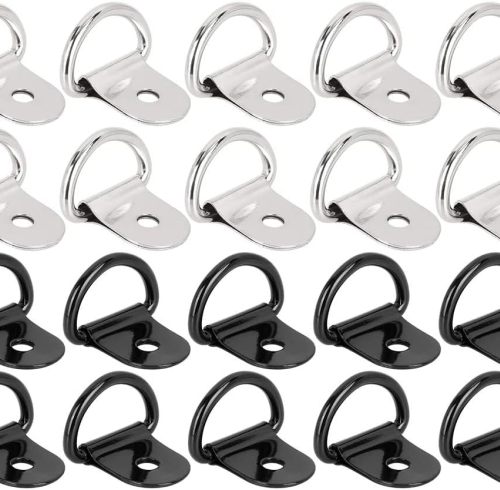 20pcs D Shape Tie Down Rings Tow Hook for Car Truck Trailer Cargo RV Boats Tie Down Anchors Lashing Rings Silver Tone Black