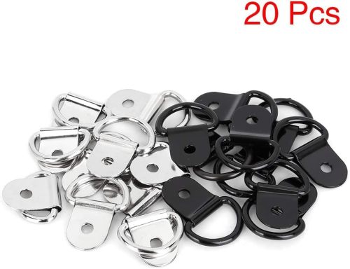 20pcs D Shape Tie Down Rings Tow Hook for Car Truck Trailer Cargo RV Boats Tie Down Anchors Lashing Rings Silver Tone Black