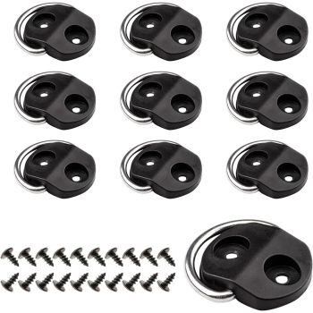 6 Pcs D-Ring Tie Downs Small D-Rings Anchor Lashing Ring Cargo Net Tie Down Hooks for Loads on Case Truck Trailers RV SUV Boats Camper Van with Screws