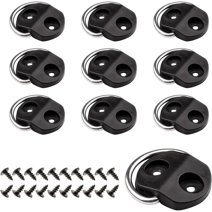 6 Pcs D-Ring Tie Downs Small D-Rings Anchor Lashing Ring Cargo Net Tie Down Hooks for Loads on Case Truck Trailers RV SUV Boats Camper Van with Screws