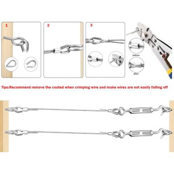 Garden Wire 30M/2mm Stainless Steel Wire Rope Kit, M5 Turnbuckle Wire Tensioner Kit, 2mm PVC Coated Metal Wire Cable, Vine Eyes for Climbing Plants, Fence Wire Roll Kit, Strings Light Hanging