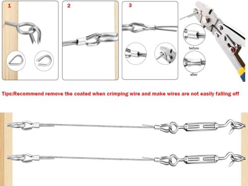 Garden Wire 30M/2mm Stainless Steel Wire Rope Kit, M5 Turnbuckle Wire Tensioner Kit, 2mm PVC Coated Metal Wire Cable, Vine Eyes for Climbing Plants, Fence Wire Roll Kit, Strings Light Hanging