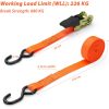 Ratchet Tie Down Strap 4 Pack, 4.6m 680kg Break Strength Securing Straps Logistic Cargo Straps with Hooks, Rubber Coated Metal Handles for Appliances, Moving Cargo, Motorcycle, Orange