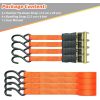 Ratchet Tie Down Strap 4 Pack, 4.6m 680kg Break Strength Securing Straps Logistic Cargo Straps with Hooks, Rubber Coated Metal Handles for Appliances, Moving Cargo, Motorcycle, Orange