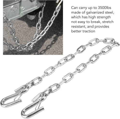 Safety Chains Hook Trailer Trailer Safety Chain 3500lbs Towing Wire Ropes with Double Spring Clip Hooks for Trailer RV