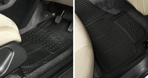 ATCM-2212 Rubber All-Weather Waterproof Black Car Floor Mat Set of 3