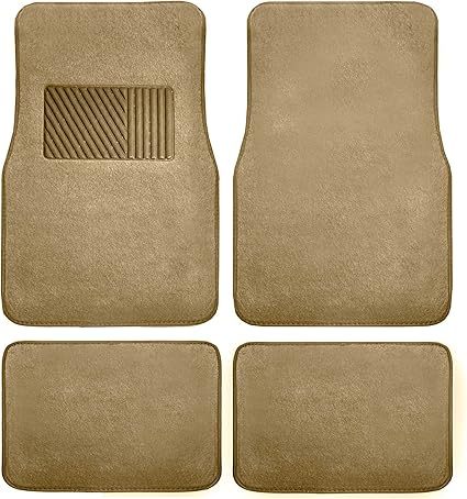 ATCM-5272 Beige/Black Waterproof Car Floor Mat 4 Piece Set All Weather