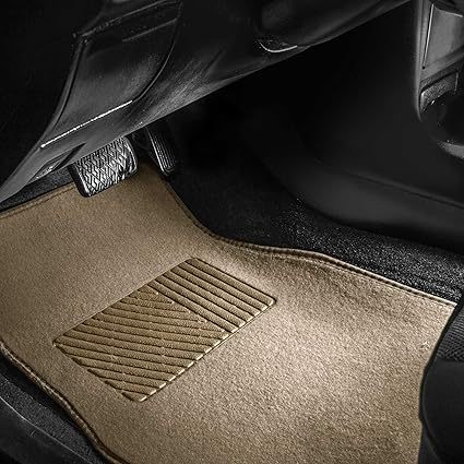 ATCM-5272 Beige/Black Waterproof Car Floor Mat 4 Piece Set All Weather