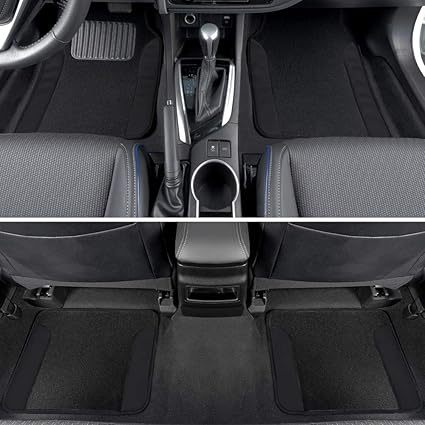 ATCM-5275 Carpet with Faux Leather Accents Automotive Floor Mat Set  Interior Car Accessories