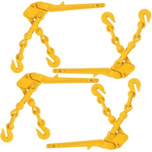 Load Binders for 5/16 Inch and 3/8 Inch Grade 70 Chain  6600 LBS Working Load Limit, (4-Pack) Recoilless Lever-Style Chain Binder, Hinged Lever Design Reduces Chances of Recoil