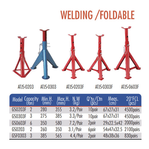 AtliFix  Durable 1 Pair Double Adjustable Welding Auto Repair Safe Jack Stand Foldable Jack Stand