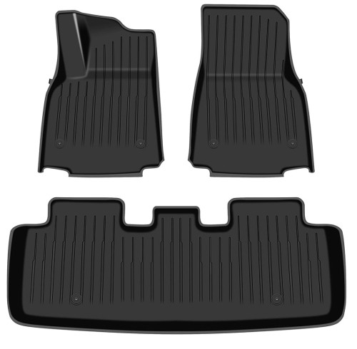 ATCM-1009 Tesla Model Y Custom Fit Black TPE Floor Liners  Row All-Weather Protection