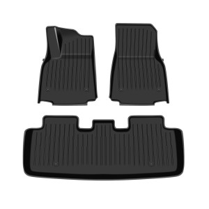 ATCM-1009 Tesla Model Y Custom Fit Black TPE Floor Liners  Row All-Weather Protection