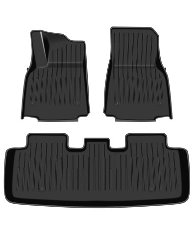 ATCM-1009 Tesla Model Y Custom Fit Black TPE Floor Liners  Row All-Weather Protection