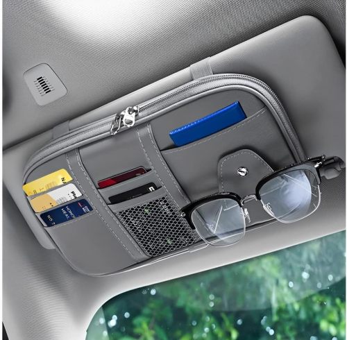 ATSB-6171 Car Sun Visor Organizer Sunglass Holder and Storage Pocket for Truck, SUV, Van