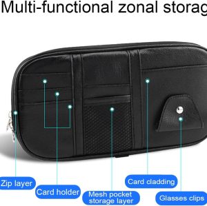 ATSB-6171 Car Sun Visor Organizer Sunglass Holder and Storage Pocket for Truck, SUV, Van