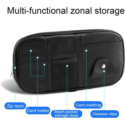 ATSB-6171 Car Sun Visor Organizer Sunglass Holder and Storage Pocket for Truck, SUV, Van