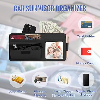 ATSB-6172  Car Visor Accessories for Men with Picture Frame and Sunglasses HolderTruck Visor Organizer