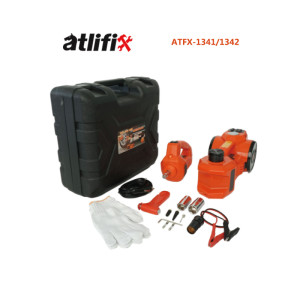 AtliFix ATFX-1341/1342 Car Repair 12V DC 3 in 1 Tire Inflator and Flashlight with Electric Impact Wrench 3T Electric Hydraulic car Floor Jack