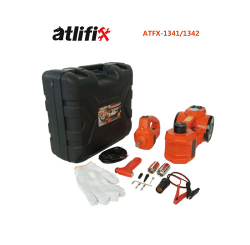 AtliFix ATFX-1341/1342 Car Repair 12V DC 3 in 1 Tire Inflator and Flashlight with Electric Impact Wrench 3T Electric Hydraulic car Floor Jack