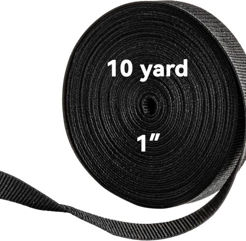 Strap Webbing- 10 Yard Lawn Chair Webbing 1 Inch Replacement Kit Strapping Camping Gear Tool Black Belt for Men Women Gifts Heavy Duty Climbing Hair Webbing Straps for Bags Replacement