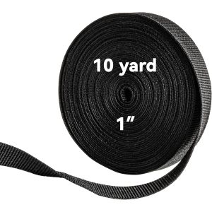 Strap Webbing- 10 Yard Lawn Chair Webbing 1 Inch Replacement Kit Strapping Camping Gear Tool Black Belt for Men Women Gifts Heavy Duty Climbing Hair Webbing Straps for Bags Replacement