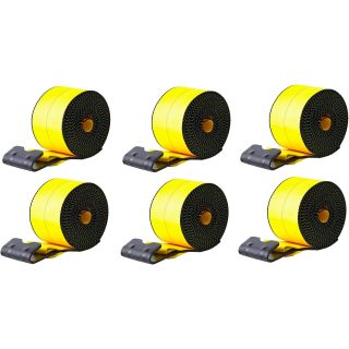 4" x 30' Winch Straps for Flatbed Trailer with Flat Hooks Yellow Heavy Duty Tie Down Strap w/Flat Hooks 5,400 Lbs WLL Cargo Control Accessories for Gooseneck Trailers & Tow Trucks, 6 Pack
