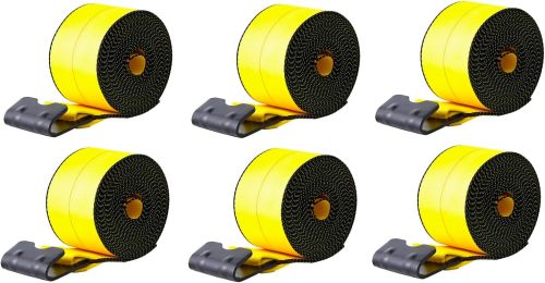 4" x 30' Winch Straps for Flatbed Trailer with Flat Hooks Yellow Heavy Duty Tie Down Strap w/Flat Hooks 5,400 Lbs WLL Cargo Control Accessories for Gooseneck Trailers & Tow Trucks, 6 Pack