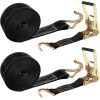2 Pack 2 Inch Ratchet Straps Heavy Duty 20ft Tie Down Straps Ratchet with Double J Hook, 8000 LBS Break Strength, Cargo Ratchet Straps for Moving, Truck, Trailers, Motorcycles, Kayaks, Car Roof