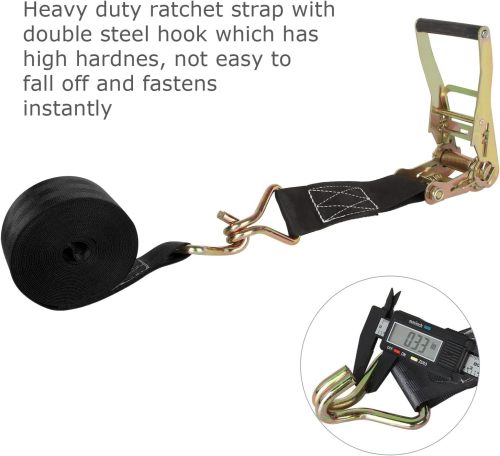 2 Pack 2 Inch Ratchet Straps Heavy Duty 20ft Tie Down Straps Ratchet with Double J Hook, 8000 LBS Break Strength, Cargo Ratchet Straps for Moving, Truck, Trailers, Motorcycles, Kayaks, Car Roof